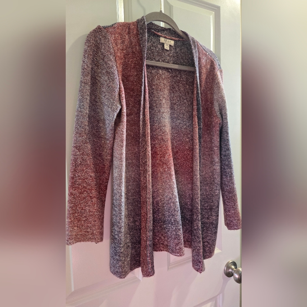 Gradient Cotton Knit Open Front Cardigan Petite Medium